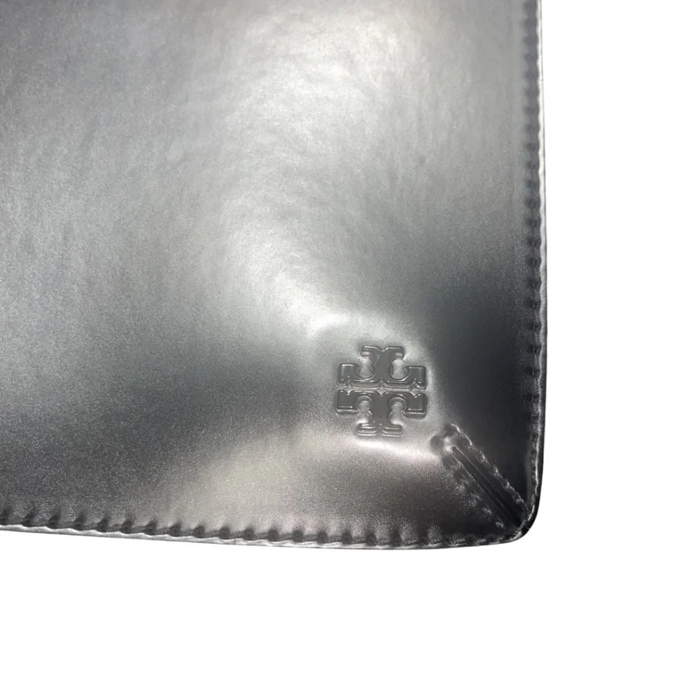 Tory Burch Metallic Silver Block-T Pouch / Wristlet